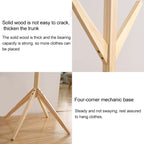 Creative Tree-shaped Solid Wood Floor Hatstand Clothes Hanging Rack,Size: 175x45x45cm, 175x45x45cm (White), 175x45x45cm (Wood), 175x45x45cm (Dark Coffee) — 175x45x45cm (Dark Coffee)