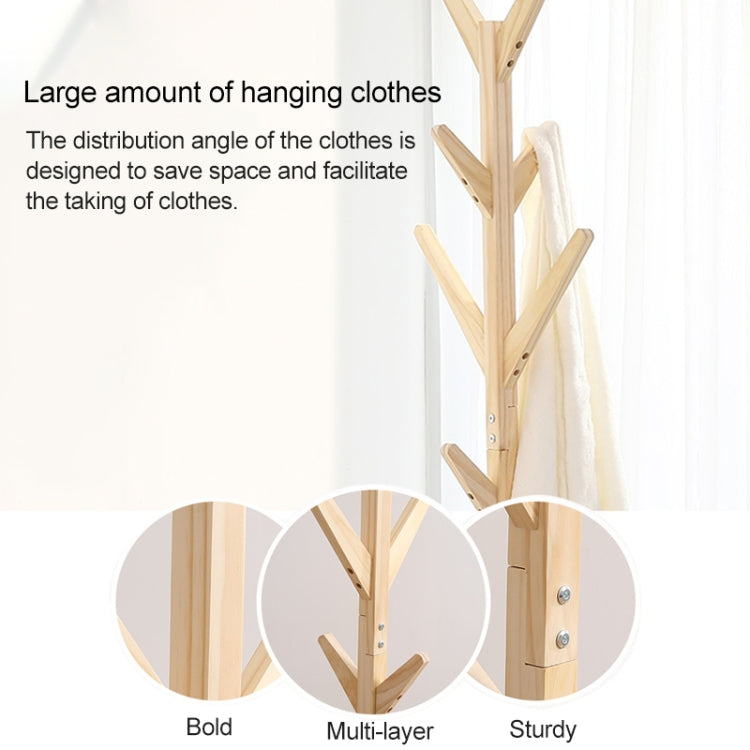 Creative Tree-shaped Solid Wood Floor Hatstand Clothes Hanging Rack,Size: 175x45x45cm, 175x45x45cm (White), 175x45x45cm (Wood), 175x45x45cm (Dark Coffee) — view 5