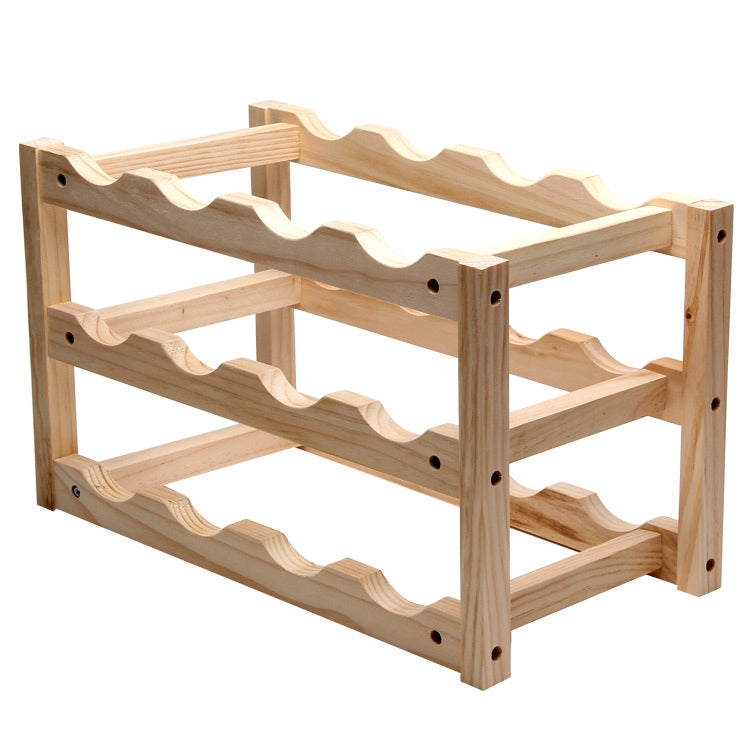Solid Wood Folding 12-bottle Wine Display Rack Multi-layer Wine Rack, Size: 46x24x28cm, Multi-layer Wine Rack — Multi-layer Wine Rack