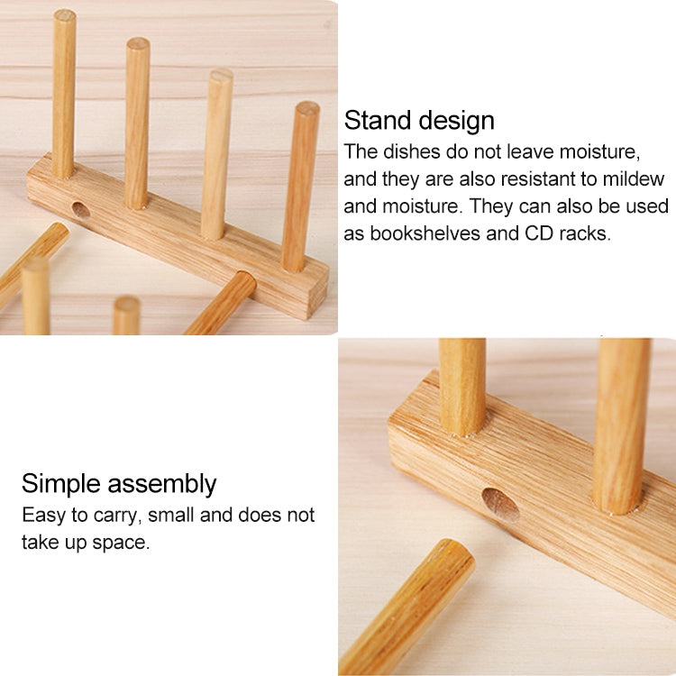 Solid Wood Dish Drip Rack Plate Holder, Size: 30x12x10cm, 6 Grid — view 4