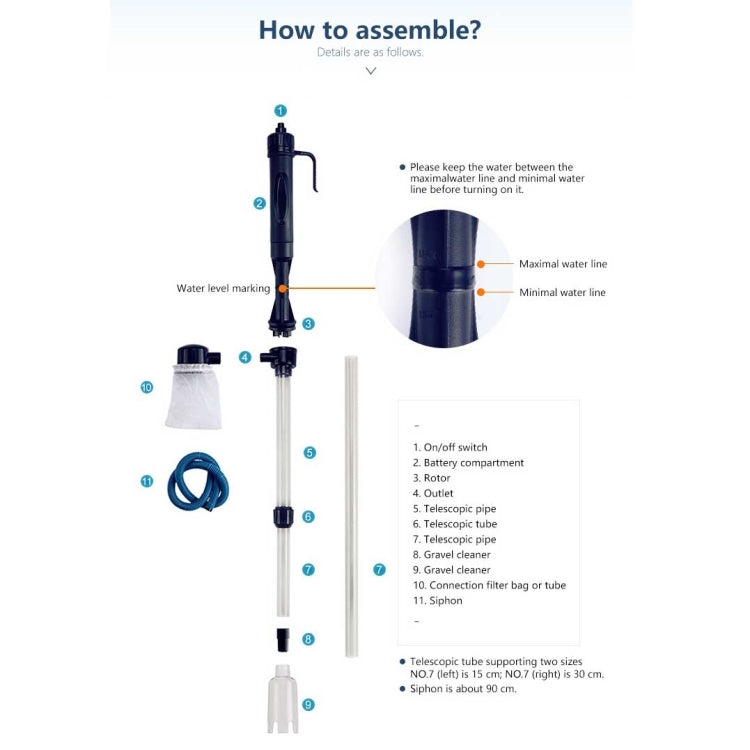 Electric Multi-functional Length Adjustable Fish Tank Cleaning Water Filter — view 3