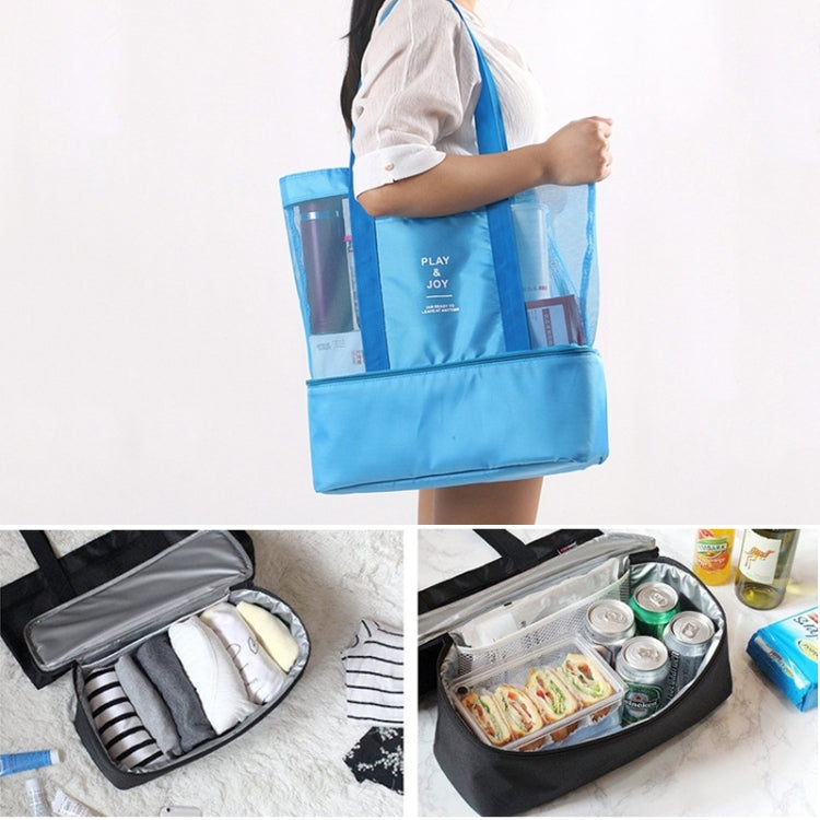 Portable Double Layer Mesh Sport Duffel Beach Picnic Shoulder Storage Bag Handbag — view 11