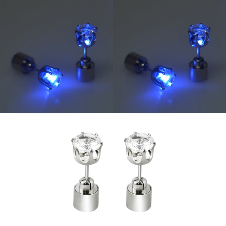 1 Pair Fashion LED Earrings Glowing Light Up Diamond Earring Stud — White