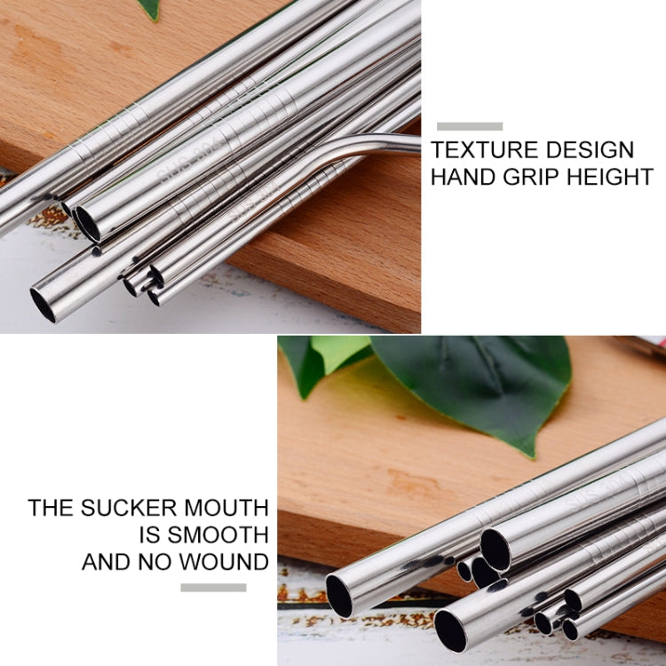 5pcs Reusable Stainless Steel Bent Drinking Straw + Cleaner Brush Set Kit,  215*8mm, 215*8mm (Bent)