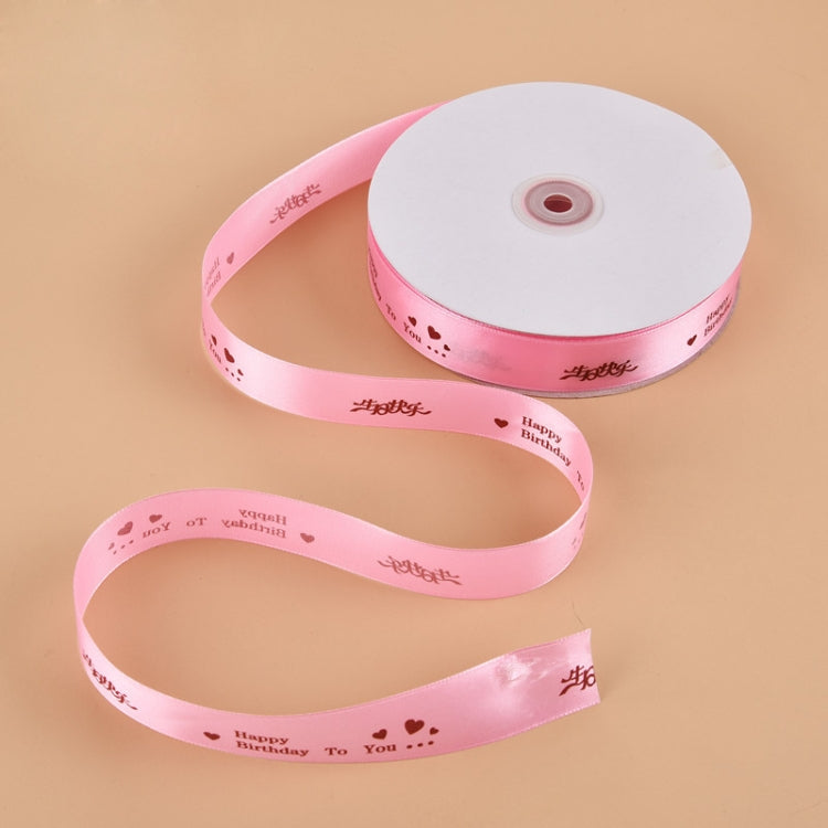 Colored Printed Ribbons Gift Bouquet Ribbons Bowknot Flowers Packaging Ribands, Size: 90m x 2.5cm, Random Color Delivery — Pink