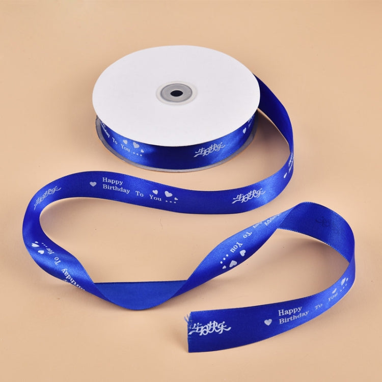 Colored Printed Ribbons Gift Bouquet Ribbons Bowknot Flowers Packaging Ribands, Size: 90m x 2.5cm, Random Color Delivery — Sapphire Blue