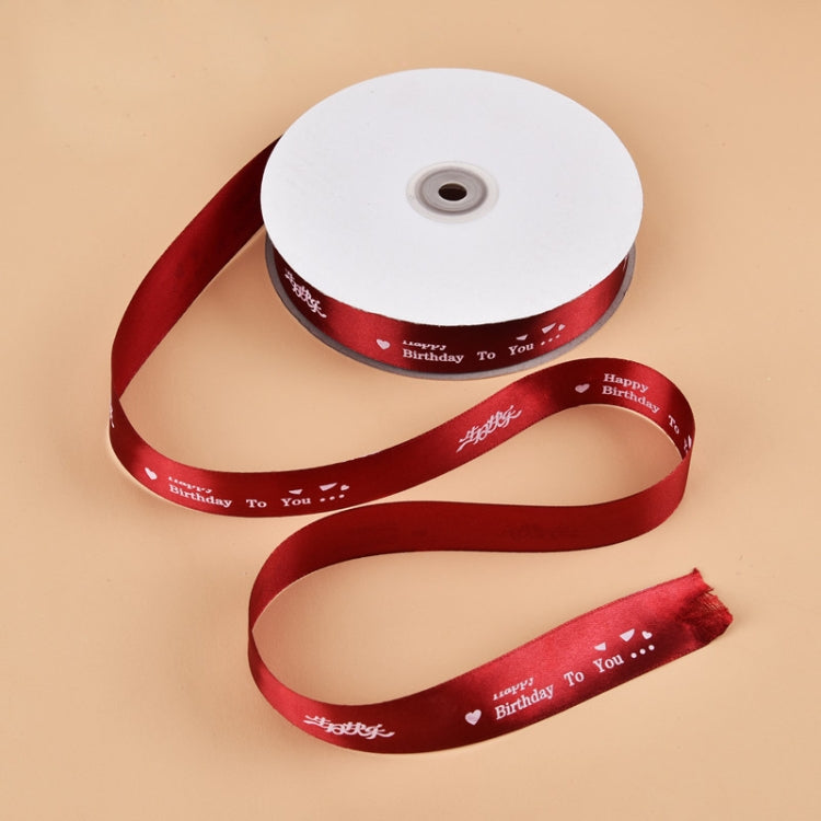 Colored Printed Ribbons Gift Bouquet Ribbons Bowknot Flowers Packaging Ribands, Size: 90m x 2.5cm, Random Color Delivery — Wine Red
