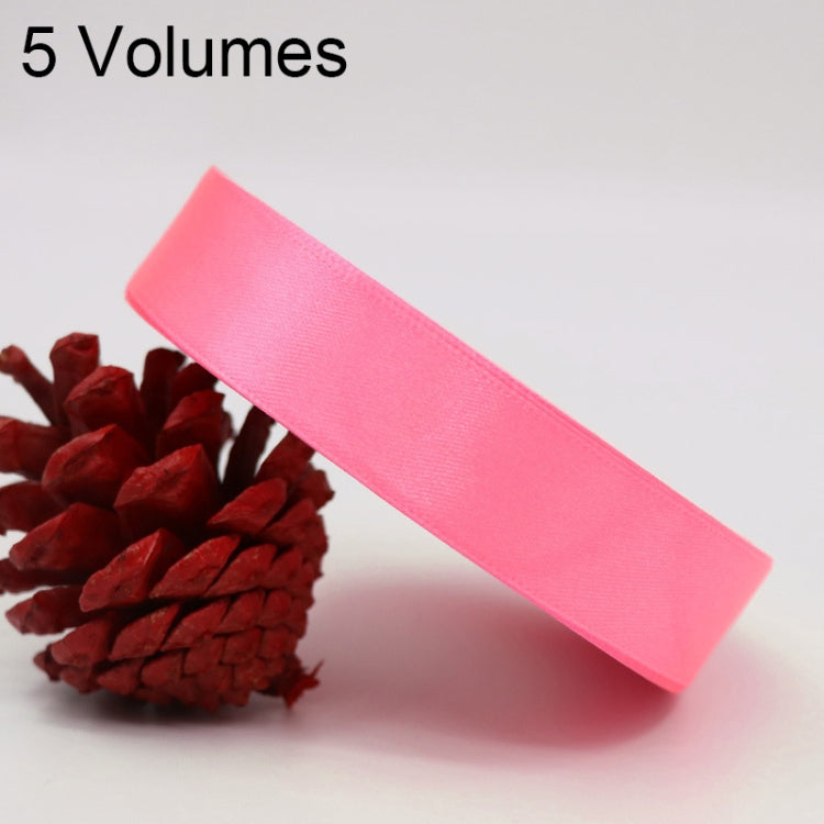 5 Volumes Color Satin Ribbons Handmade DIY Wedding Cake Decoration Holiday Gift Packages, Size: 22m x 2cm — Rose Red