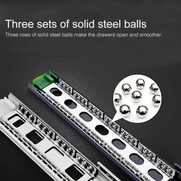 3-section Mute Stainless Steel Sliding Drawer Slides Ball Slide Rail Length: 35cm, 14 inches