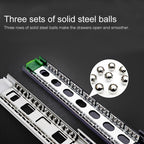 3-section Mute Stainless Steel Sliding Drawer Slides Ball Slide Rail Length: 35cm, 14 inches