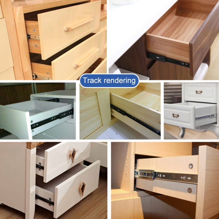3-section Mute Stainless Steel Sliding Drawer Slides Ball Slide Rail Length: 35cm, 14 inches