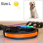 Medium and Large Dog Pet Solar + USB Charging LED Light Collar, Neck Circumference Size: L, 50-60cm