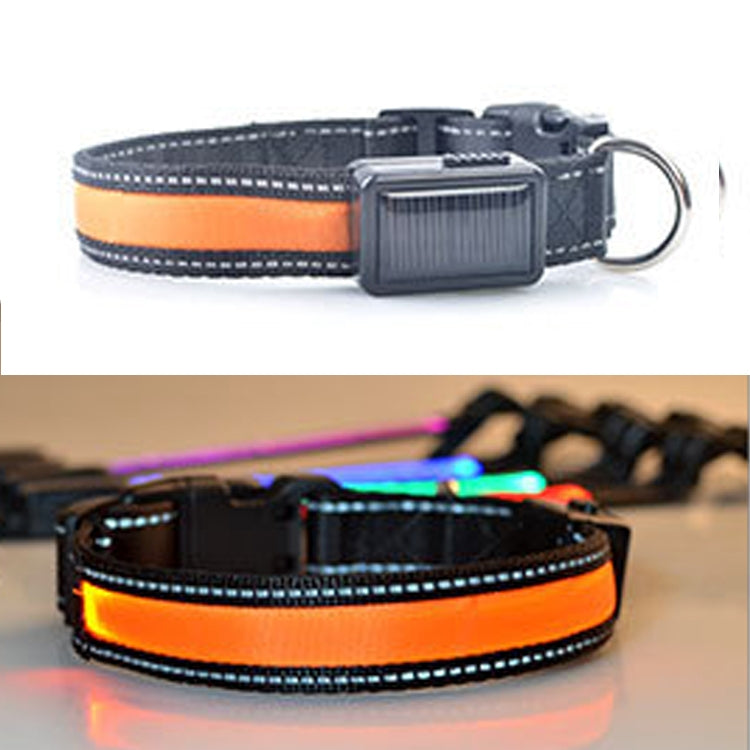 Medium and Large Dog Pet Solar + USB Charging LED Light Collar, Neck Circumference Size: L, 50-60cm