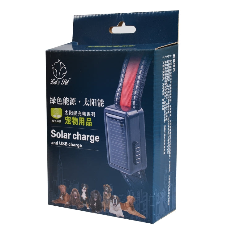 Medium and Large Dog Pet Solar + USB Charging LED Light Collar, Neck Circumference Size: L, 50-60cm