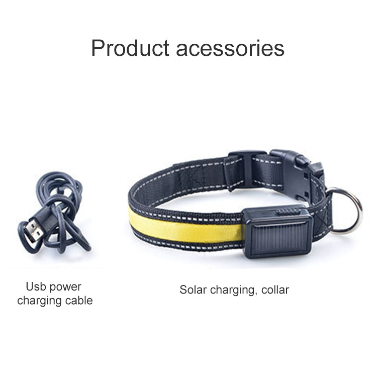 Medium and Large Dog Pet Solar + USB Charging LED Light Collar, Neck Circumference Size: L, 50-60cm