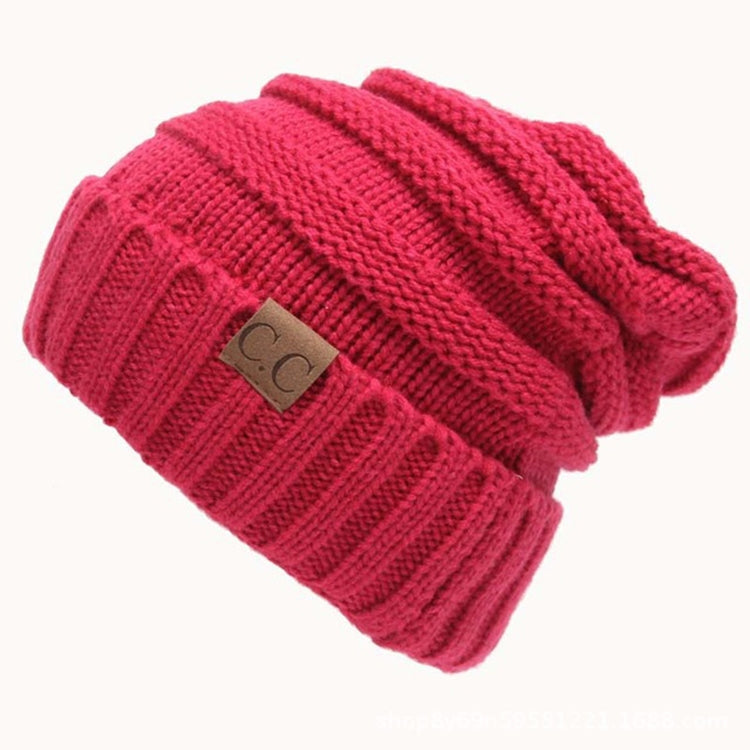 CC Letter Solid Color Wool Hats Concise Knitting Hat