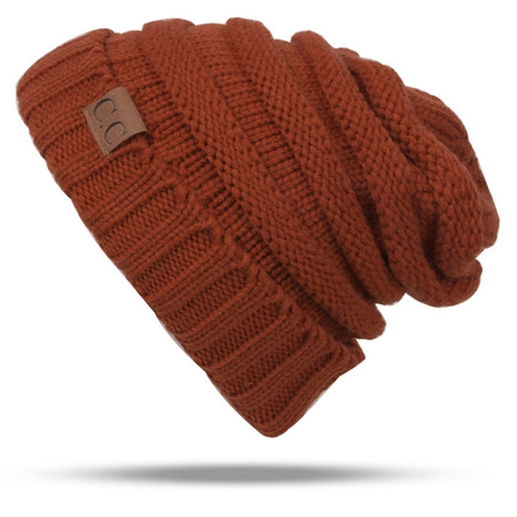 CC Letter Solid Color Wool Hats Concise Knitting Hat — Beown