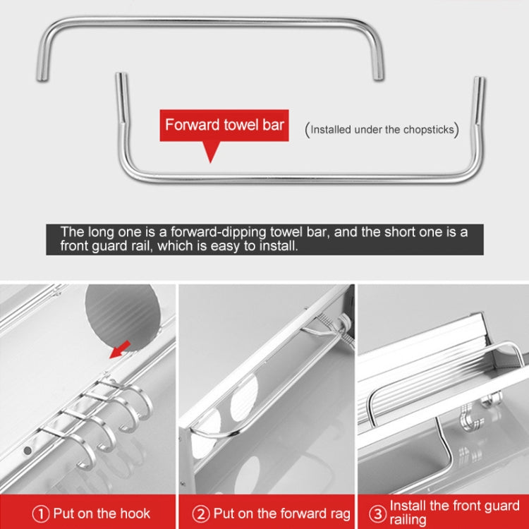 40cm 1 Cup 6 Hooks Multi-function Kitchen Punching-free Wall-mounted Aluminum Edge Condiment Holder Storage Rack