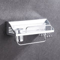 40cm 1 Cup 6 Hooks Multi-function Kitchen Punching-free Wall-mounted Plastic Edge Condiment Holder Storage Rack