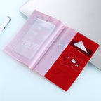 Post Pattern Red Passport Card Bag
