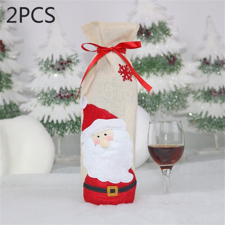 2 PCS CX20215 Snowman Pattern Wine Bottle Bag Christmas Decoration