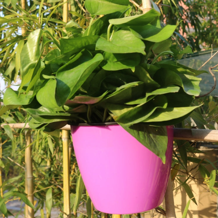 Self-Watering Planter Grow Plants Lazy Flower Pots Wall-hanging Round Resin Plastic Flower Pots, Size: 13x8.5x13cm — view 12