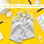 10 Pairs Anti-static Stripe Plastic Gloves, Size：Free Size