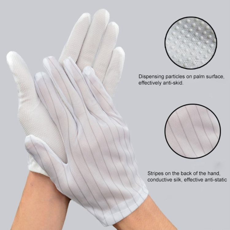 10 Pairs Anti-static Striped Dispensing Gloves, Size：Free Size