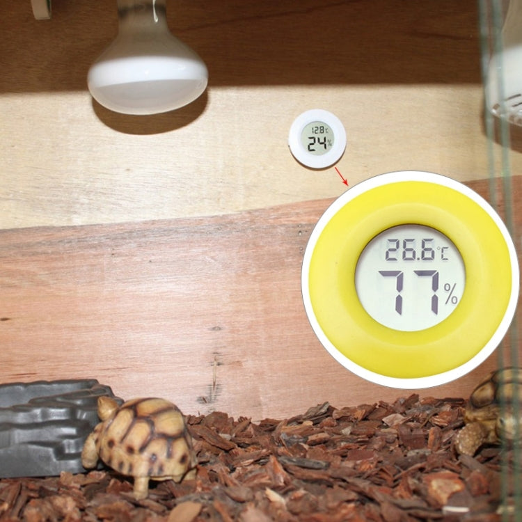 Digital Round Shaped Reptile Box Centigrade Thermometer & Hygrometer with Screen Display — Green