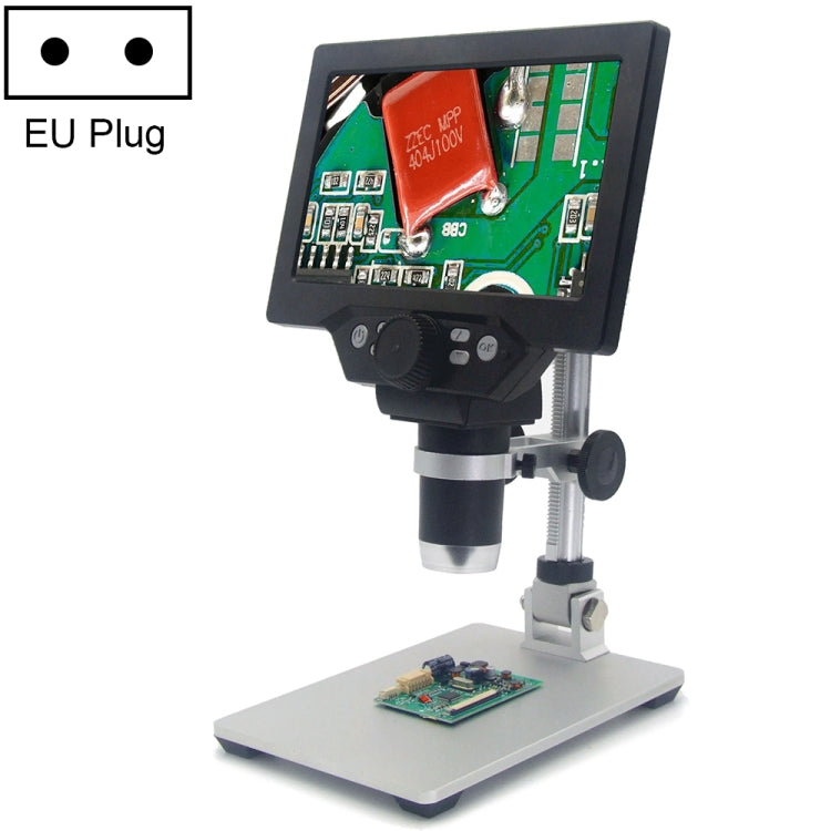 G1200 7 inch LCD Screen 1200X Portable Electronic Digital Desktop Stand Microscope, UK Plug