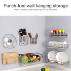 304 Stainless Steel Wall-mounted Kitchen Rack Hanging Pot Lid Holder
