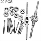 Multi-specification Tap and Die Combination Set Hand Metric Wire Tapping Wrench Winch, 20 PCS