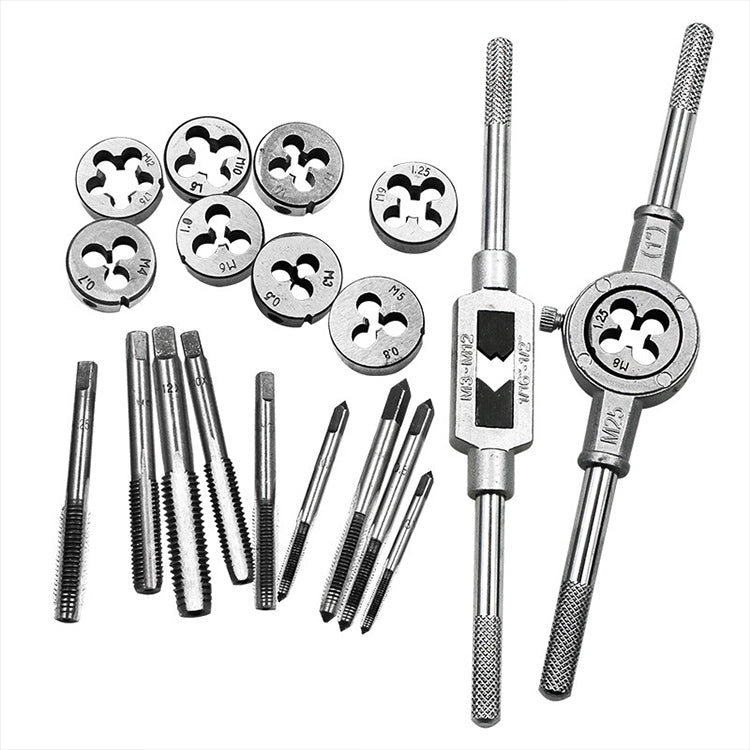Multi-specification Tap and Die Combination Set Hand Metric Wire Tapping Wrench Winch, 20 PCS