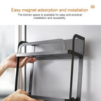 Kitchen Double Layers Magnetic Refrigerator Rack Storage Holder, Double Layers — view 6