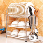 Multi-function Kitchen Stainless Steel Three Layers Arch Shape Rack Hanging Bowl Dish Holder, Three Layers Arch Shape — Three Layers Arch Shape