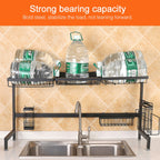 62cm Stainless Steel Kitchen Bowl Dish Knife Chopping Block Chopsticks Drain Rack Storage Holder, Deluxe Version