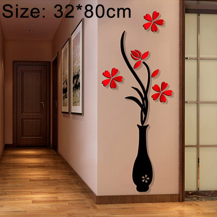 Creative Vase 3D Acrylic Stereo Wall Stickers TV Background Wall Corridor Home Decoration, Size: 32x80x4cm — HC6170D