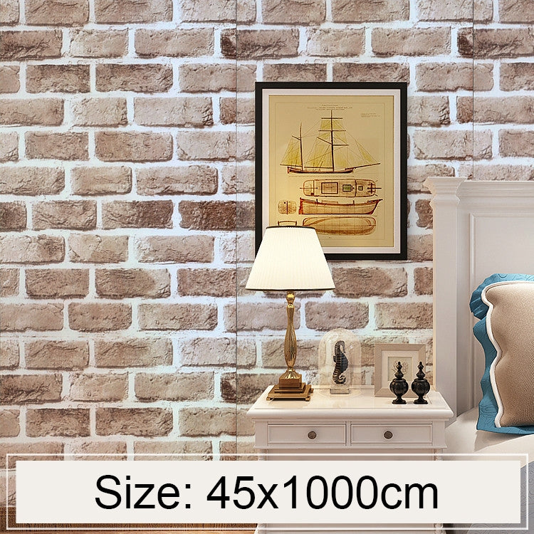 Creative 3D Stone Brick Decoration Wallpaper Stickers Bedroom Living Room Wall Waterproof Wallpaper Roll, Size: 45 x 1000cm, Retro brick