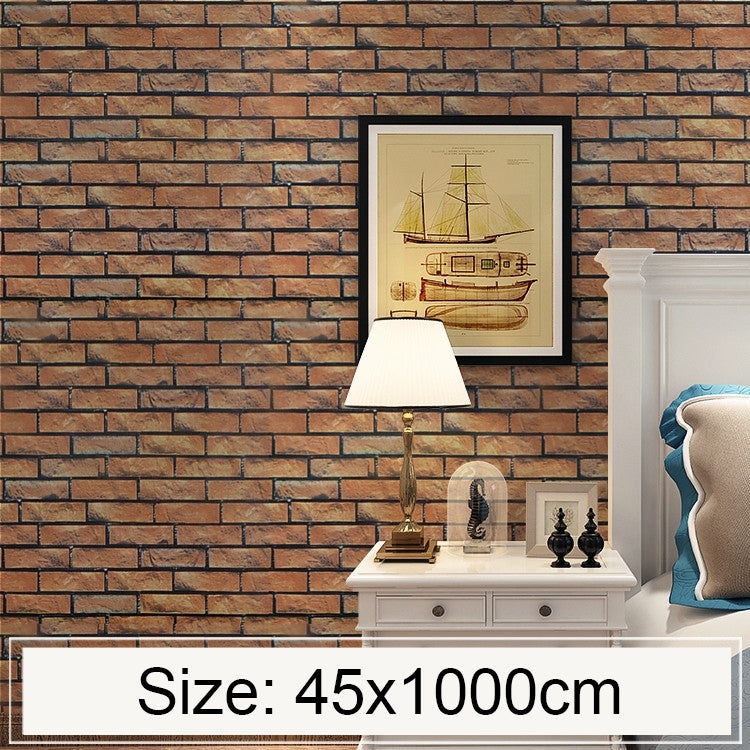 Creative 3D Stone Brick Decoration Wallpaper Stickers Bedroom Living Room Wall Waterproof Wallpaper Roll, Size: 45 x 1000cm, Horizontal brick