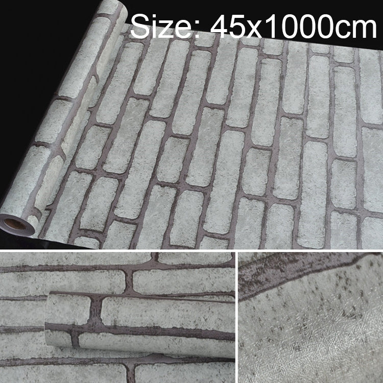 Creative 3D Stone Brick Decoration Wallpaper Stickers Bedroom Living Room Wall Waterproof Wallpaper Roll, Size: 45 x 1000cm, Gray brick