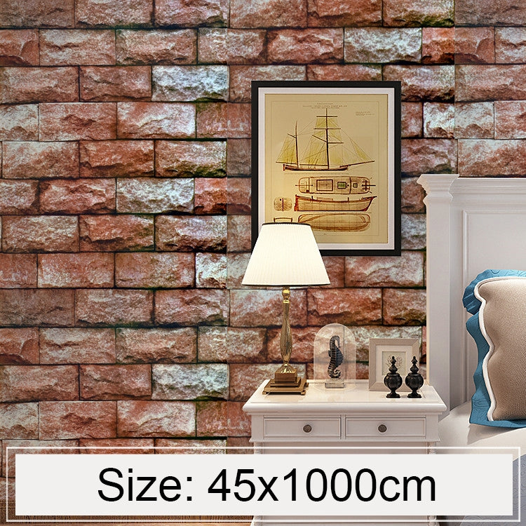 Creative 3D Stone Brick Decoration Wallpaper Stickers Bedroom Living Room Wall Waterproof Wallpaper Roll, Size: 45 x 1000cm, Qi Yunshi