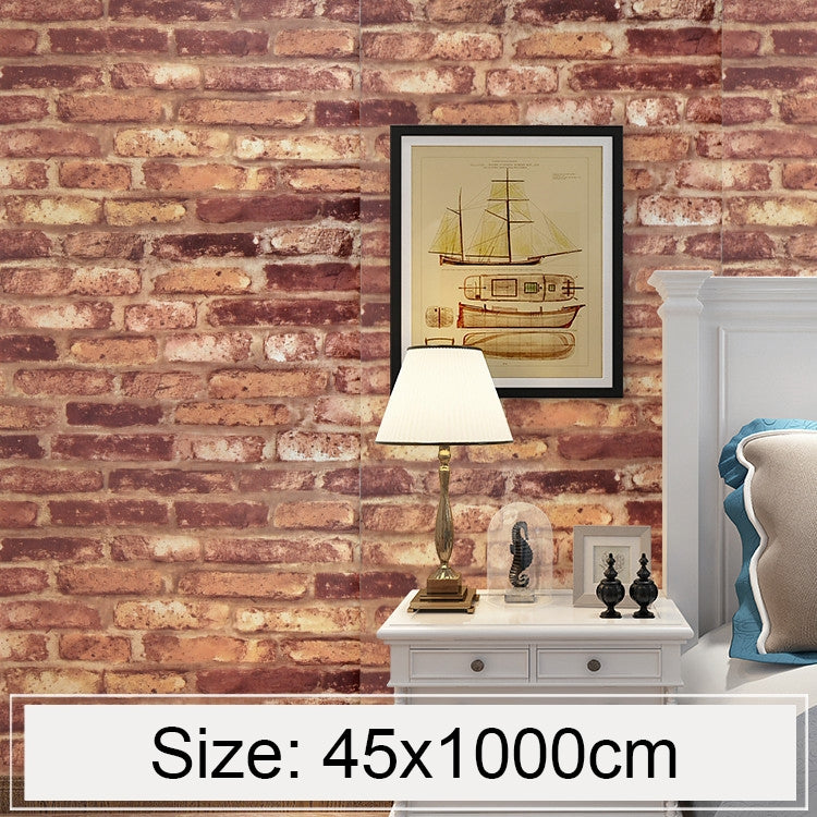 Creative 3D Stone Brick Decoration Wallpaper Stickers Bedroom Living Room Wall Waterproof Wallpaper Roll, Size: 45 x 1000cm, European brick