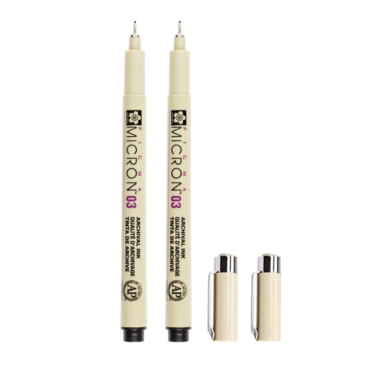 2 PCS Archival Pigment Ink Drawing Fineliner Pens Nib Manga Micron Pen — HC6826F