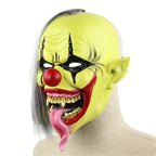 Halloween Festival Party Latex Green Face Clown Frightened Mask, with Hair