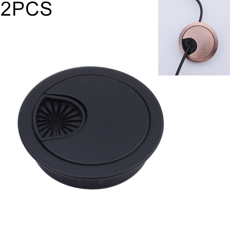 2 PCS Desk Computer Desktop Zinc Alloy Round Threading Box Hole Cover, Hole Diameter: 60mm (Green Bronze) — HC7299F