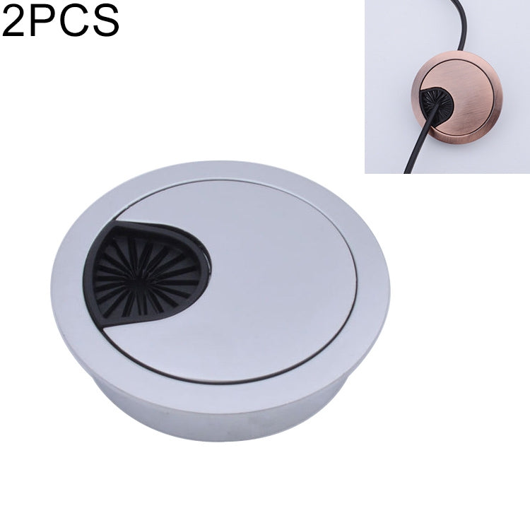 2 PCS Desk Computer Desktop Zinc Alloy Round Threading Box Hole Cover, Hole Diameter: 60mm (Green Bronze) — HC7299A