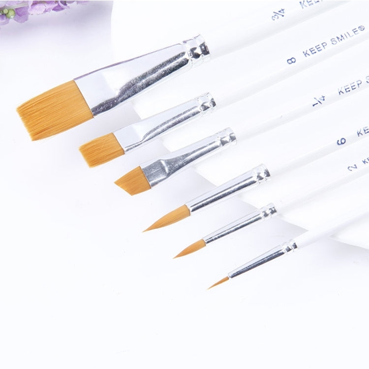 6 in 1 Artists Oil Painting Brush Set Nylon Hair Wood Handle Acrylic Watercolor Pointed Tip Drawing Pen