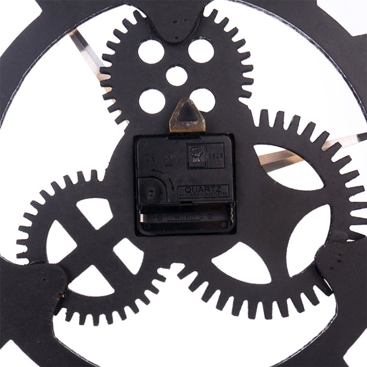 Retro Wooden Round Single-sided Gear Clock Number Wall Clock, Diameter: 40cm