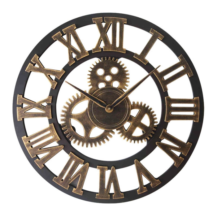 Retro Wooden Round Single-sided Gear Clock Rome Number Wall Clock, Diameter: 70cm, Rome Number 70cm