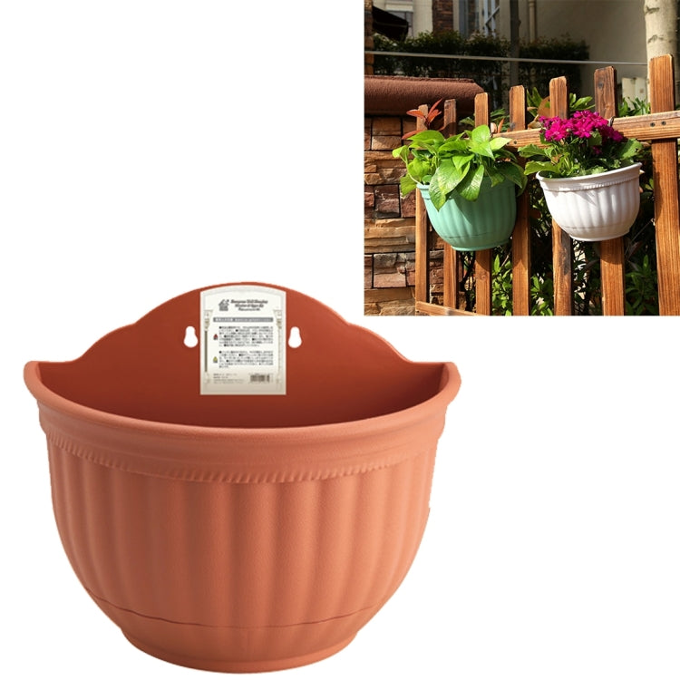 European Style Wall Hanging Pots Semi - circular Imitation Ieather Wall Hanging Basin Indoor and Outdoor Potted Pots, Large Size:27*15*22.2cm, Random Color Delivery